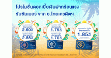 ธ.ไทยเครดิตฯ ขอเสนอเงินฝากดอกเบี้ยจูงใจ เพื่อคนไทยไว้เก็บออมในการสร้างรากฐานการเงิน