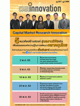“รับชม 5 ผลงานวิจัยด้านตลาดทุนแนวคิดสร้างสรรค์ ทุกเที่ยงวันเสาร์ ตลอดเดือนพ.ค. นี้”