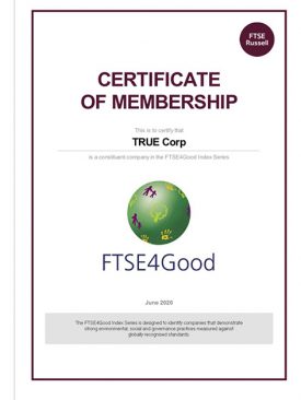 ทรู ติดอันดับสมาชิกดัชนีความยั่งยืนระดับโลก FTSE4Good ประจำปี 2563 ต่อเนื่องเป็นปีที่ 4