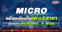MICRO ครึ่งหลังเปิดเพิ่ม2สาขา ปั้มพอร์ตสินเชื่อแตะ 4 พันล.