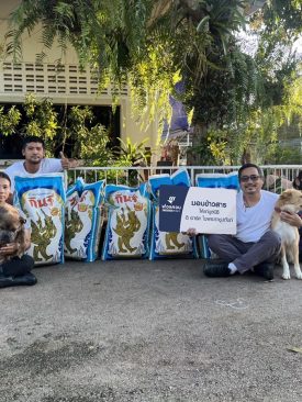 ฟอลคอนประกันภัยมอบข้าวสารเพื่อช่วยเหลือสุนัขและสัตว์ไร้บ้านให้แก่มูลนิธิ ดิ อาร์ค ในพระราชูปถัมภ์