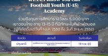 กรุงไทย–แอกซ่า ประกันชีวิต ขอเชิญชวนเยาวชน อายุ 13-15 ปี เข้าร่วมโครงการ KTAXA Know You Can Football Youth (U-15) Academy ปีที่ 2 (ภาคกลาง)