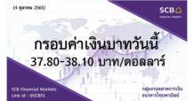 กลุ่มงานตลาดการเงิน ธนาคารไทยพาณิชย์ (SCB Financial Markets) ค่าเงินบาทประจำวันที่ 4 ตุลาคม 2565
