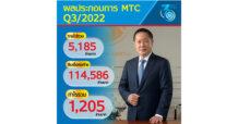 MTC กำไร Q3/65 แตะ 1,205 ลบ.  ความต้องการสินเชื่อใหม่พุ่ง-ขยายสาขาเพิ่ม-คุมต้นทุนได้ดี  มั่นใจปีนี้พอร์ตสินเชื่อทะลุ 1.2 แสนล้านบาท