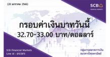 กลุ่มงานตลาดการเงิน ธนาคารไทยพาณิชย์ (SCB Financial Markets) ค่าเงินบาทประจำวันที่ 20 มกราคม 2566