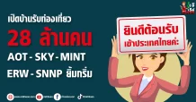 เปิดบ้านรับท่องเที่ยว 28 ล้านคน  AOT – SKY – MINT- ERW – SNNP ยิ้มกริ่ม
