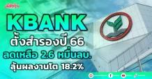 KBANK ตั้งสำรองปี 66 ลดเหลือ 2.6 หมื่นลบ. ลุ้นผลงานโต 18.2%