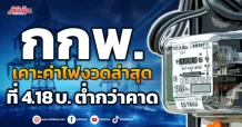 กกพ.  เคาะค่าไฟงวดล่าสุด  ที่ 4.18 บ. ต่ำกว่าคาด