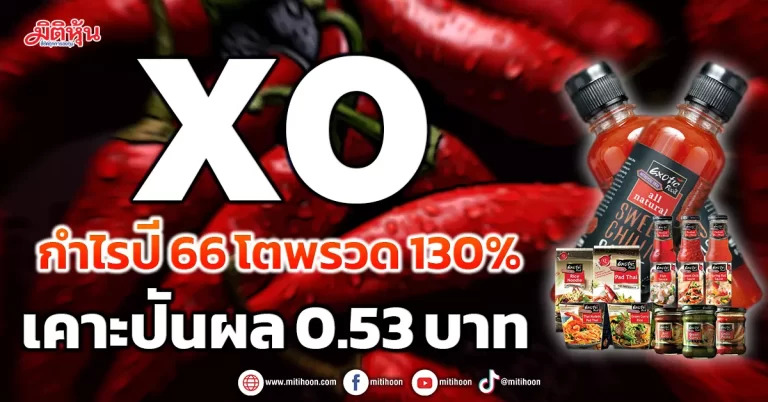 XO  กำไรปี 66 โตพรวด 130% เคาะปันผล 0.53 บาท  