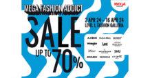 เมกาบางนา เอาใจสาวกสายแฟชั่น ชวนช้อปไอเทม เติมเต็มลุคทุกสไตล์ ลดสูงสุด 70% ในงาน MEGA FASHION ADDICT ตั้งแต่วันที่ 2 เมษายน 2567 – 16 เมษายน 2567