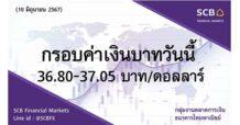 กลุ่มงานตลาดการเงิน ธนาคารไทยพาณิชย์ (SCB Financial Markets) ค่าเงินบาทประจำวันที่ 10 มิถุนายน 2567