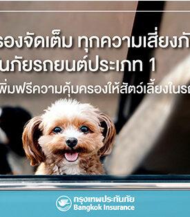 กรุงเทพประกันภัย เข้าใจไลฟ์สไตล์คนยุคใหม่ เพิ่มฟรี “ความคุ้มครองสัตว์เลี้ยง” ให้ลูกค้าประกันภัยรถยนต์ ชั้น 1 ทั้งลูกค้าใหม่และต่ออายุ เริ่มตั้งแต่วันนี้เป็นต้นไป