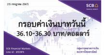 กลุ่มงานตลาดการเงิน ธนาคารไทยพาณิชย์ (SCB Financial Markets) ค่าเงินบาทประจำวันที่ 15 กรกฎาคม 2567