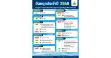 ก.ล.ต. ประกาศวันหยุดทำการของผู้ประกอบธุรกิจหลักทรัพย์และสัญญาซื้อขายล่วงหน้า ประจำปี 2568