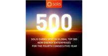 บริษัท Solis ได้รับการจัดอันดับอยู่ใน 500 บริษัทพลังงานใหม่ ชั้นนำระดับโลก