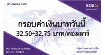 กลุ่มงานตลาดการเงิน ธนาคารไทยพาณิชย์ (SCB Financial Markets) ค่าเงินบาทประจำวันที่ 25 กันยายน 2567