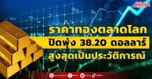 ราคาทองตลาดโลก ปิดพุ่ง 38.20 ดอลลาร์ สูงสุดเป็นประวัติการณ์