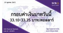 กลุ่มงานตลาดการเงิน ธนาคารไทยพาณิชย์ (SCB Financial Markets) ค่าเงินบาทประจำวันที่ 15 ตุลาคม 2567