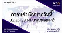 กลุ่มงานตลาดการเงิน ธนาคารไทยพาณิชย์ (SCB Financial Markets) ค่าเงินบาทประจำวันที่ 24 ตุลาคม 2567