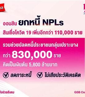 ออมสิน ยกหนี้ NPLs สินเชื่อโควิด 19 เพิ่มอีกกว่า 110,000 ราย ตามนโยบายรัฐ รวมช่วยปลดหนี้ประชาชนกลุ่มเปราะบางแล้วมากกว่า 830,000 ราย คิดเป็นเงินต้น 5,800 ลบ.