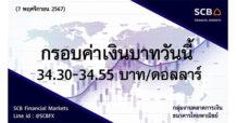 กลุ่มงานตลาดการเงิน ธนาคารไทยพาณิชย์ (SCB Financial Markets) ค่าเงินบาทประจำวันที่ 7 พฤศจิกายน 2567