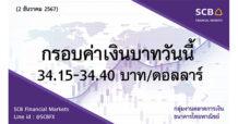 กลุ่มงานตลาดการเงิน ธนาคารไทยพาณิชย์ (SCB Financial Markets) ค่าเงินบาทประจำวันที่ 2 ธันวาคม 2567