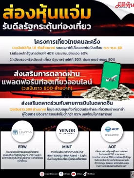 ส่องหุ้นแจ่ม รับดีลรัฐกระตุ้นท่องเที่ยว