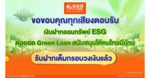 เต็มกรอบวงเงินแล้ว!! ธอส. ขอขอบคุณลูกค้า “เงินฝากออมทรัพย์ ESG” ฝากเงินกับเราเท่ากับร่วมอนุรักษ์สิ่งแวดล้อม ต่อยอดปล่อยสินเชื่อ Green Loan ให้คนไทย
