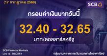 SCB Financial Markets ค่าเงินบาทประจำวันที่ 17 กรกฎาคม 2568