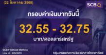 SCB ค่าเงินบาทประจำวันที่ 22 สิงหาคม 2568
