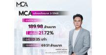 MCA กวาดรายได้รวม Q2/68 แตะ 189.98 ล้านบาท โต 21.72 % (YoY) โชว์กระแสเงินสดเพียบ – D/E ต่ำ สะท้อนฐานะการเงินแข็งแกร่ง