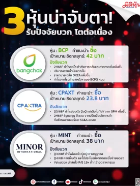 3 หุ้นน่าจับตา ! รับปัจจัยบวก โตต่อเนื่อง