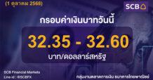 SCB ค่าเงินบาทประจำวันที่ 1 ตุลาคม 2568