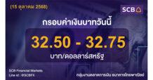 กลุ่มงานตลาดการเงิน ธนาคารไทยพาณิชย์ (SCB Financial Markets) ค่าเงินบาทประจำวันที่ 15 ตุลาคม 2568