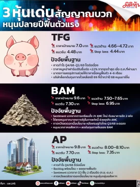 3 หุ้นเด่น สัญญาณบวก หนุนปลายปีฟื้นตัวแรง