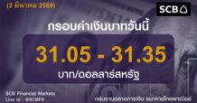 SCB ค่าเงินบาทประจำวันที่ 2 มีนาคม 2569