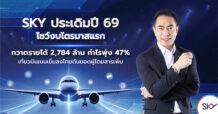 SKY ประเดิมปี 69 โชว์งบไตรมาสแรก กวาดรายได้ 2,784 ล้าน กำไรพุ่ง 47% เที่ยวบินเบนเข็มลงไทยดันยอดผู้โดยสารเพิ่ม ธุรกิจในเครือโตแกร่ง แบ็กล็อกกว่า 25,000 ล้าน