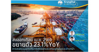 Krungthai COMPASS ส่งออกเดือน เม.ย. 2569 ขยายตัว 23.1%YoY คาดสงครามจะกดดันการส่งออกและเศรษฐกิจในระยะข้างหน้า