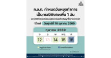 ก.ล.ต. กำหนดวันหยุดทำการเป็นกรณีพิเศษ ของบริษัทหลักทรัพย์และผู้ประกอบธุรกิจสัญญาซื้อขายล่วงหน้า