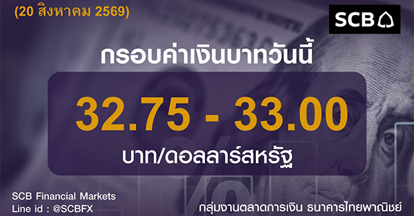 SCB ค่าเงินบาทประจำวันที่ 20 สิงหาคม 2569
